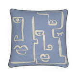 Abstract Faces Blue Velvet Cushion