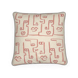 Abstract Faces Pink Velvet Cushion