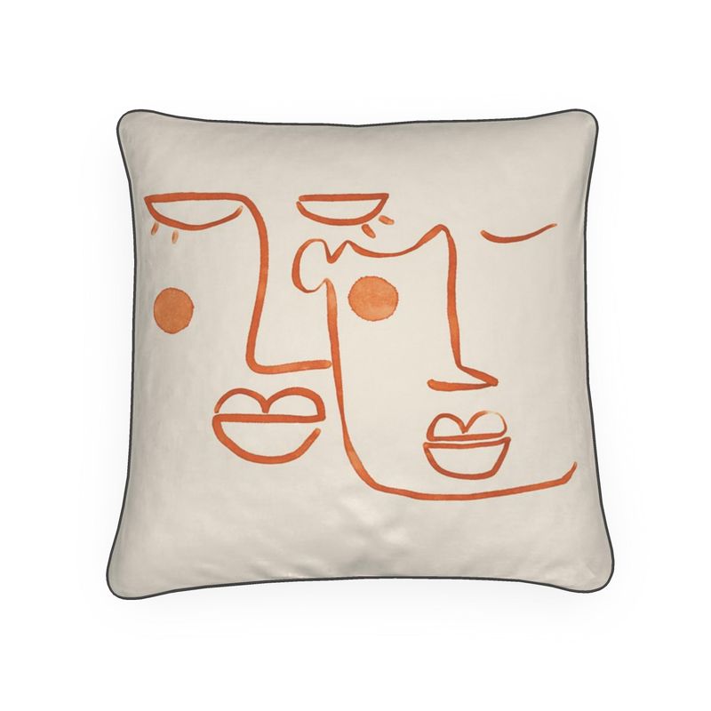 Abstract Faces Couple Velvet Cushion