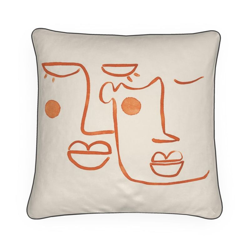 Abstract Faces Couple Velvet Cushion