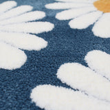 Feblilac Cute Floral Round Teal Daisy Flower Tufted Bath Mat