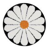 Feblilac Cute Floral Round Black Daisy Flower Tufted Bath Mat