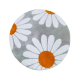 Feblilac Cute Floral Round Grey Daisy Flower Tufted Bath Mat