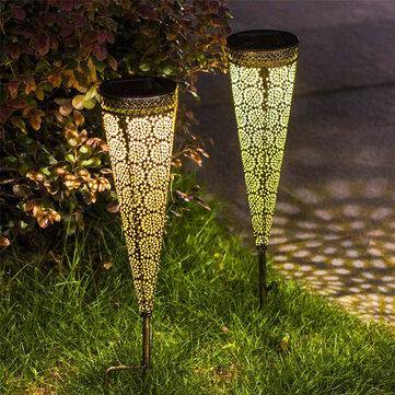 2Pcs Solar Powered LED Garden Hollowed Light Floor Decking Patio Decor Yard Lamp