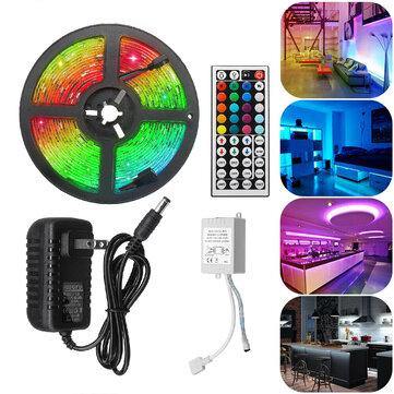 5M RGB 5050 Waterproof LED Strip Light SMD With 44 Key Remote Controller