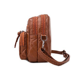 Casual soft leather solid color large capacity shoulder bag