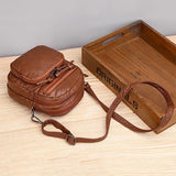 Casual soft leather solid color large capacity shoulder bag