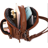 Casual soft leather solid color large capacity shoulder bag