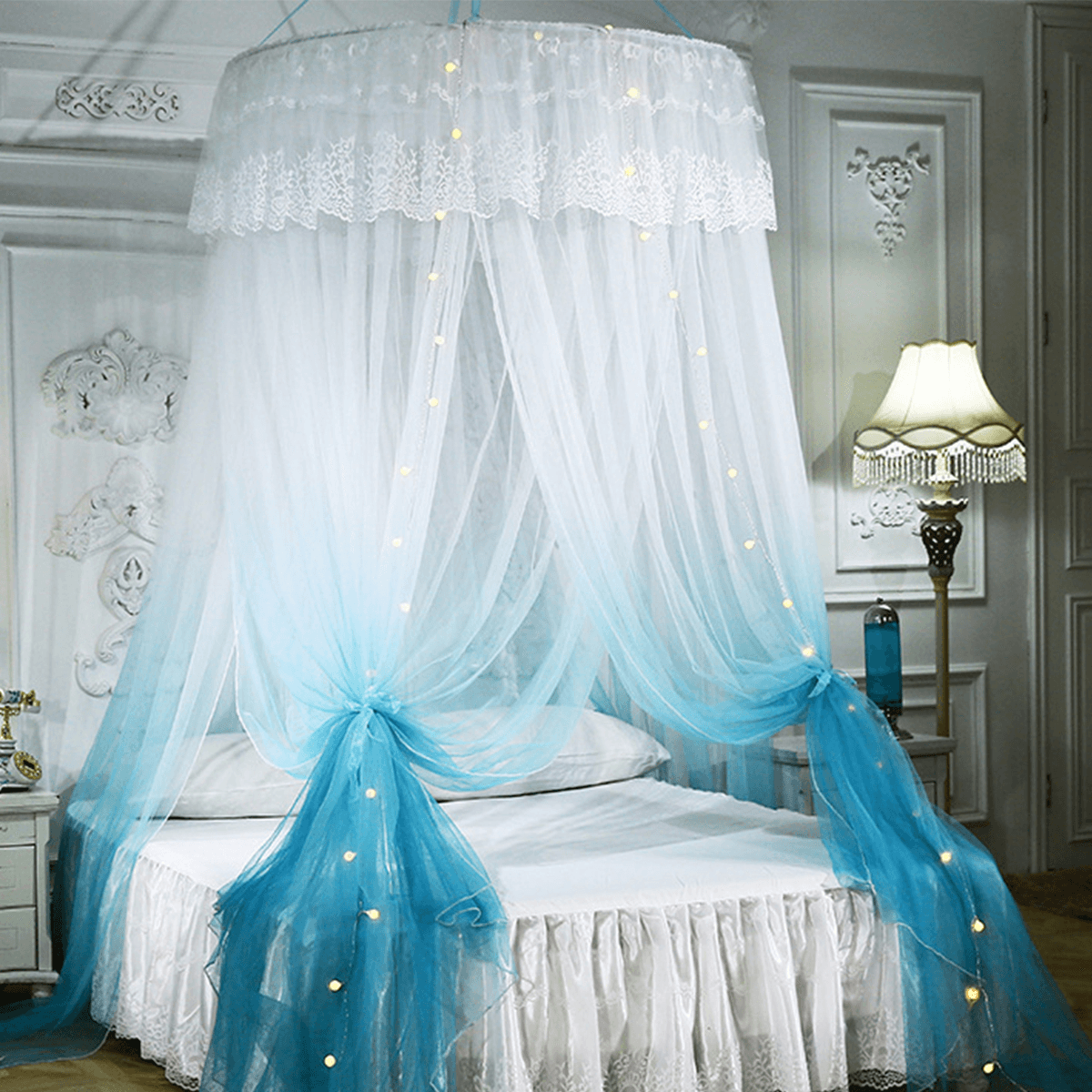Ceiling-Mounted Mosquito Net Free Installation Home Dome Foldable Bed Canopy