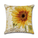 18 X 18 Inches Sunflower Throw Pillow Case Green Cushion Cover Cotton Linen Decorative Pillows Covers