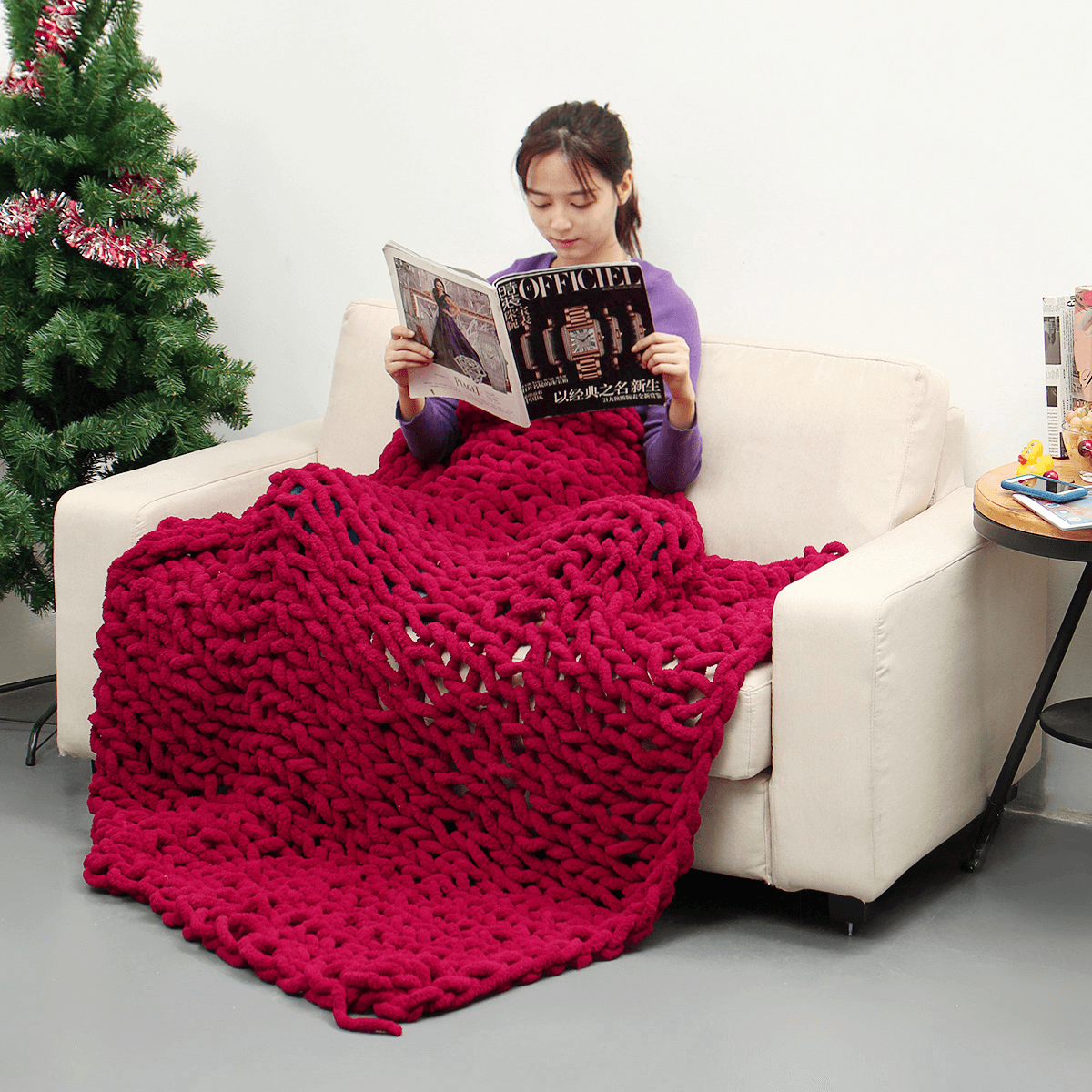 100X120Cm Handmade Knitted Blanket Cotton Soft Washable Lint-Free Throw Blankets