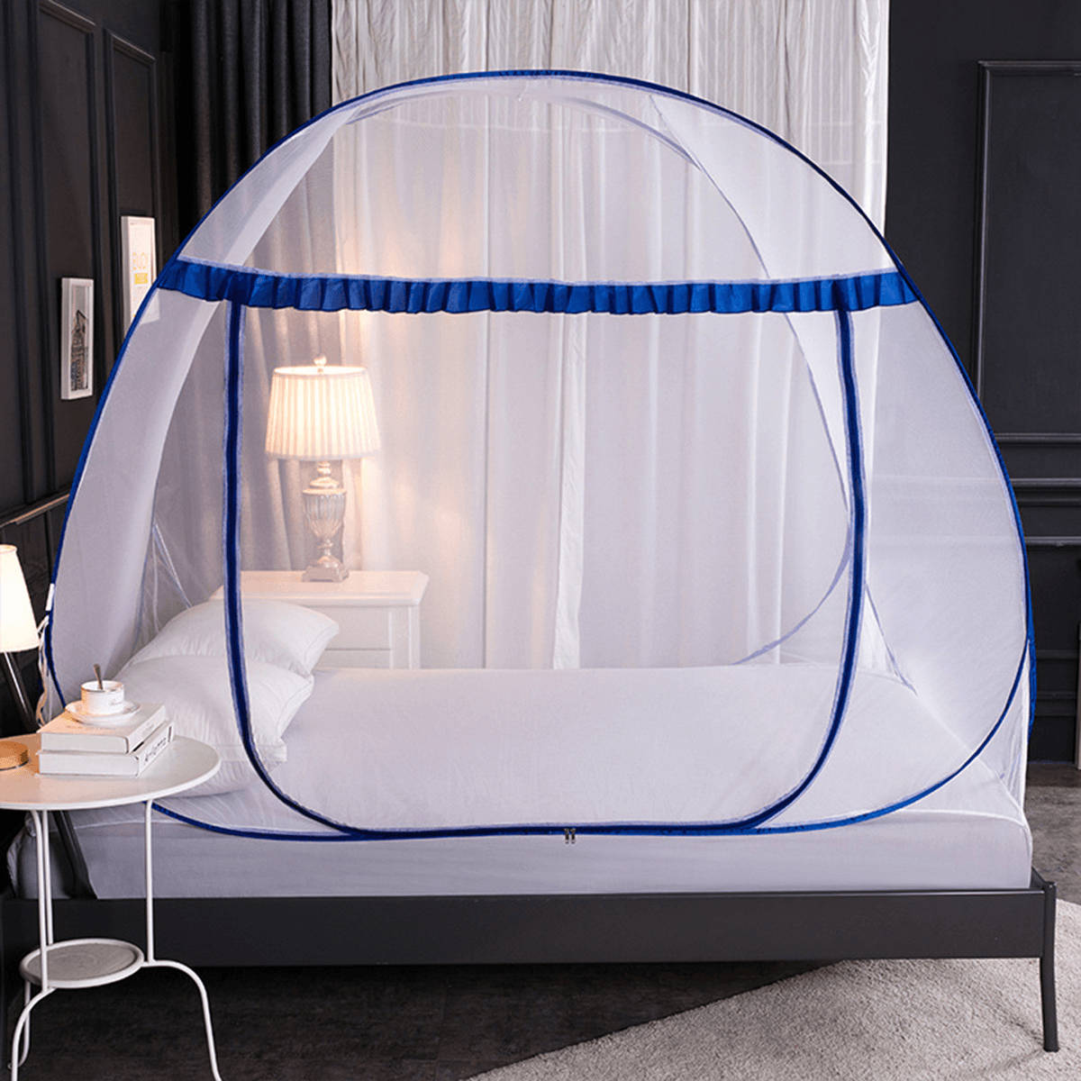 Folding Mosquito Net Zipper Single Door Netting Tent Mongolian Yurt Lace Cover