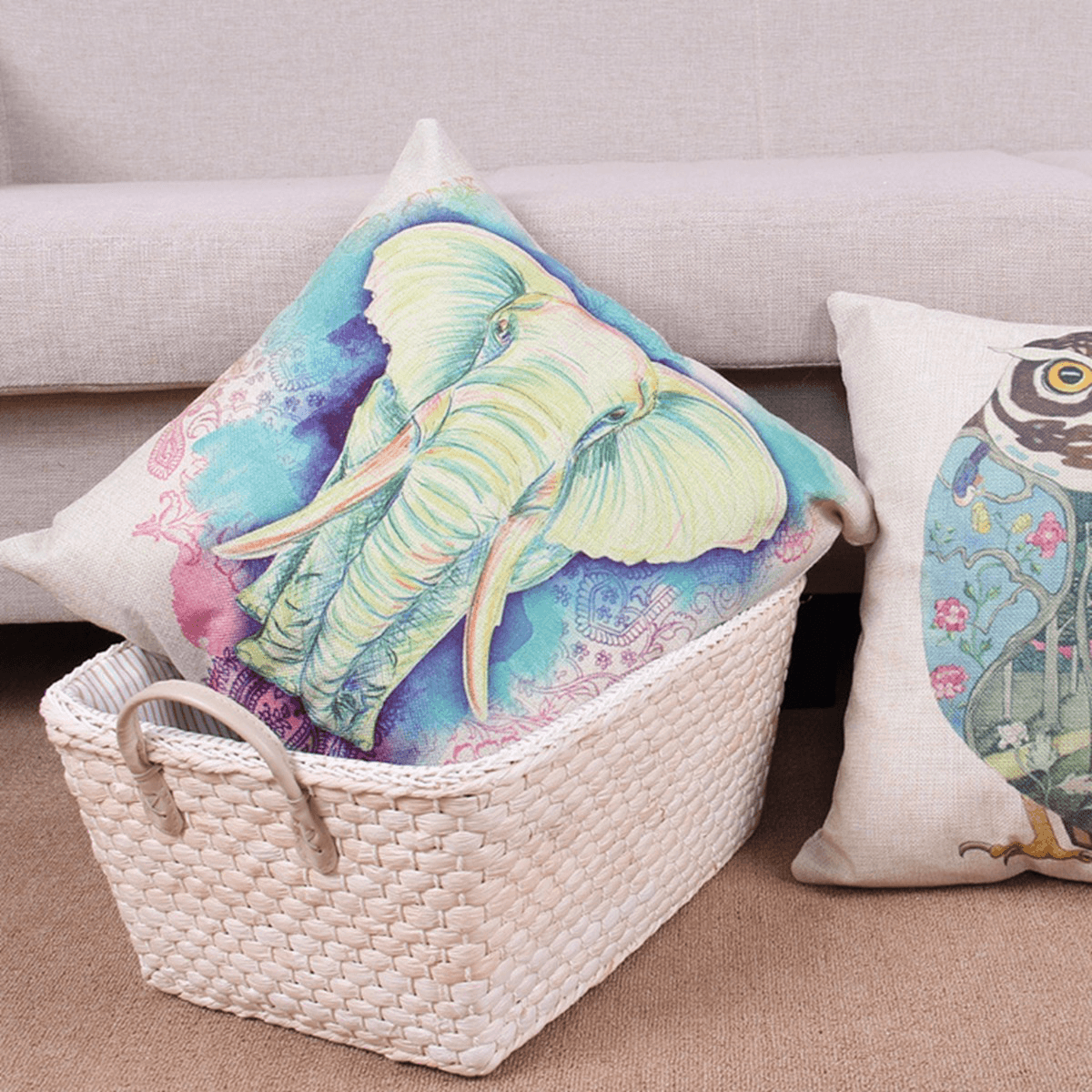 Fashion Animal Cotton Linen Throw Pillow Case Waist Cushion Cover Home Sofa Car Decor