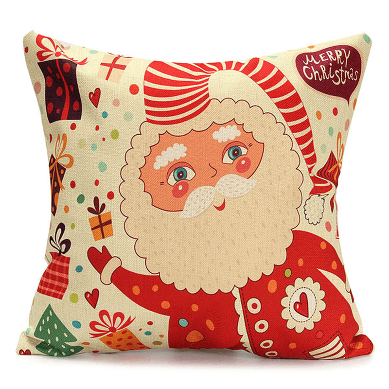 Christmas Santa Claus Snowmen Gift Fashion Cotton Linen Pillow Case Home Decor 45X45cm