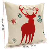 Christmas Tree Red Deer Gift Fashion Cotton Linen Pillow Case Santa Claus Home Decor 45X45cm