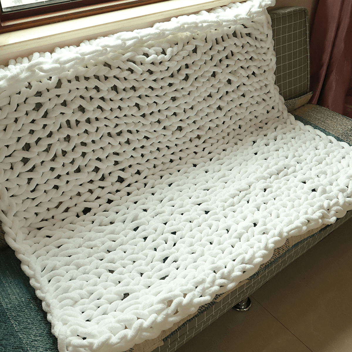 100X120Cm Handmade Knitted Blanket Cotton Soft Washable Lint-Free Throw Blankets