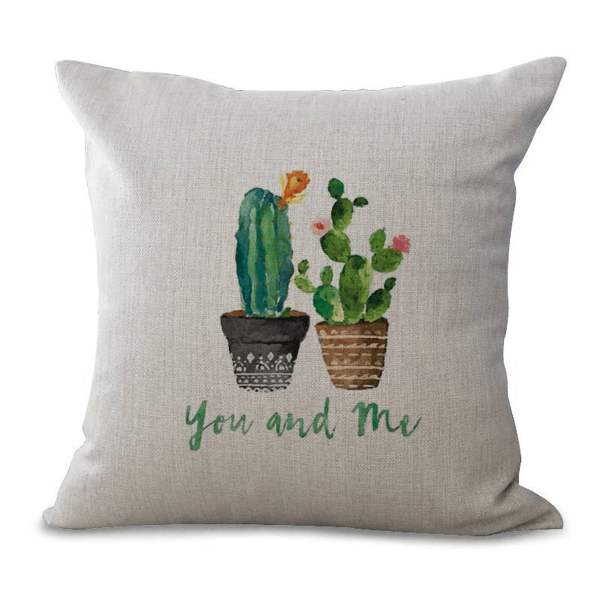 45X45Cm Plant Series Color Hand Painted Cactus Cotton Linen Sofa Cushion Cover Pillow Case