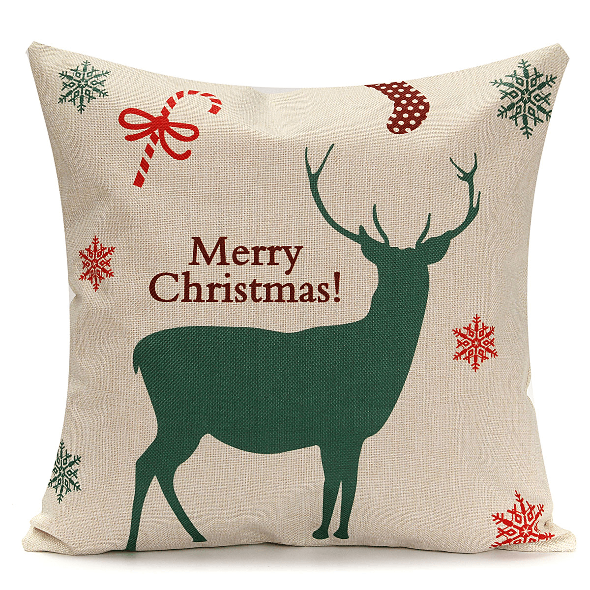 Christmas Tree Red Deer Gift Fashion Cotton Linen Pillow Case Santa Claus Home Decor 45X45cm