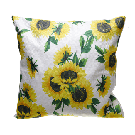 18X18Inch Square Linen Sunflowers Cushion Pillow Case Protective Cover 2pcs