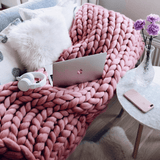 Warm Winter Luxury Handmade Crocheted Bed Knitted Sofa Cover Blanket 5 Colors Thick Thread Blanket Knitted Quilt Home Gift