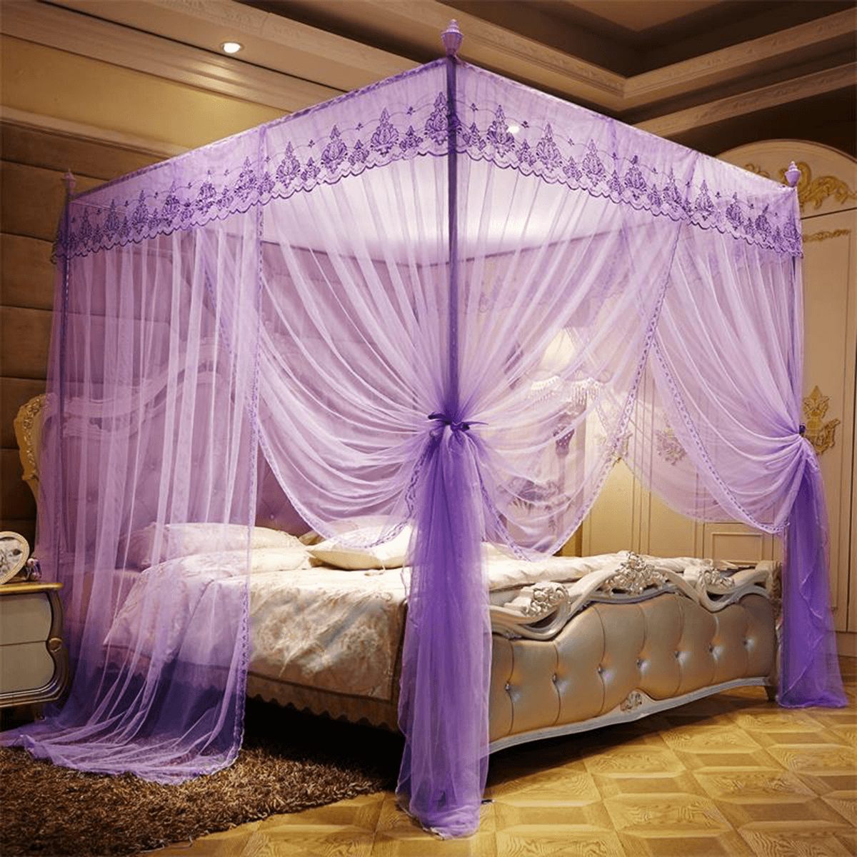 1.8X2M Four Corner Mosquito Net Pest Bed Netting Curtain Panel Bedding Canopy for Home Bathroom Decor