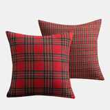 2PC Square Pillow Case Christmas Scottish Plaid Throw Waist Cushion Cover 18"