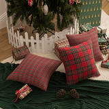 2PC Square Pillow Case Christmas Scottish Plaid Throw Waist Cushion Cover 18"