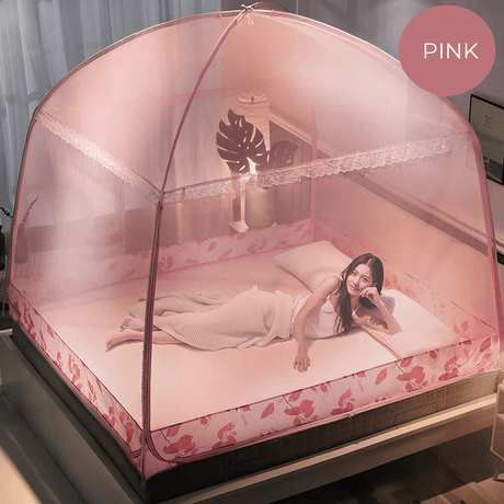 Bedroom Folding Mosquito Net Bed Free Standing Tent 3 Openings with Zippers