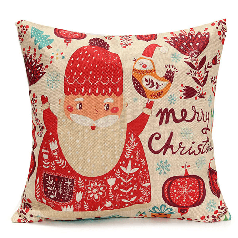 Christmas Santa Claus Snowmen Gift Fashion Cotton Linen Pillow Case Home Decor 45X45cm