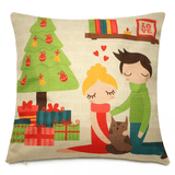 18"X18"Christmas LED Lights Linen Pillow Case Cushion Cover Sofa Case Home Decor