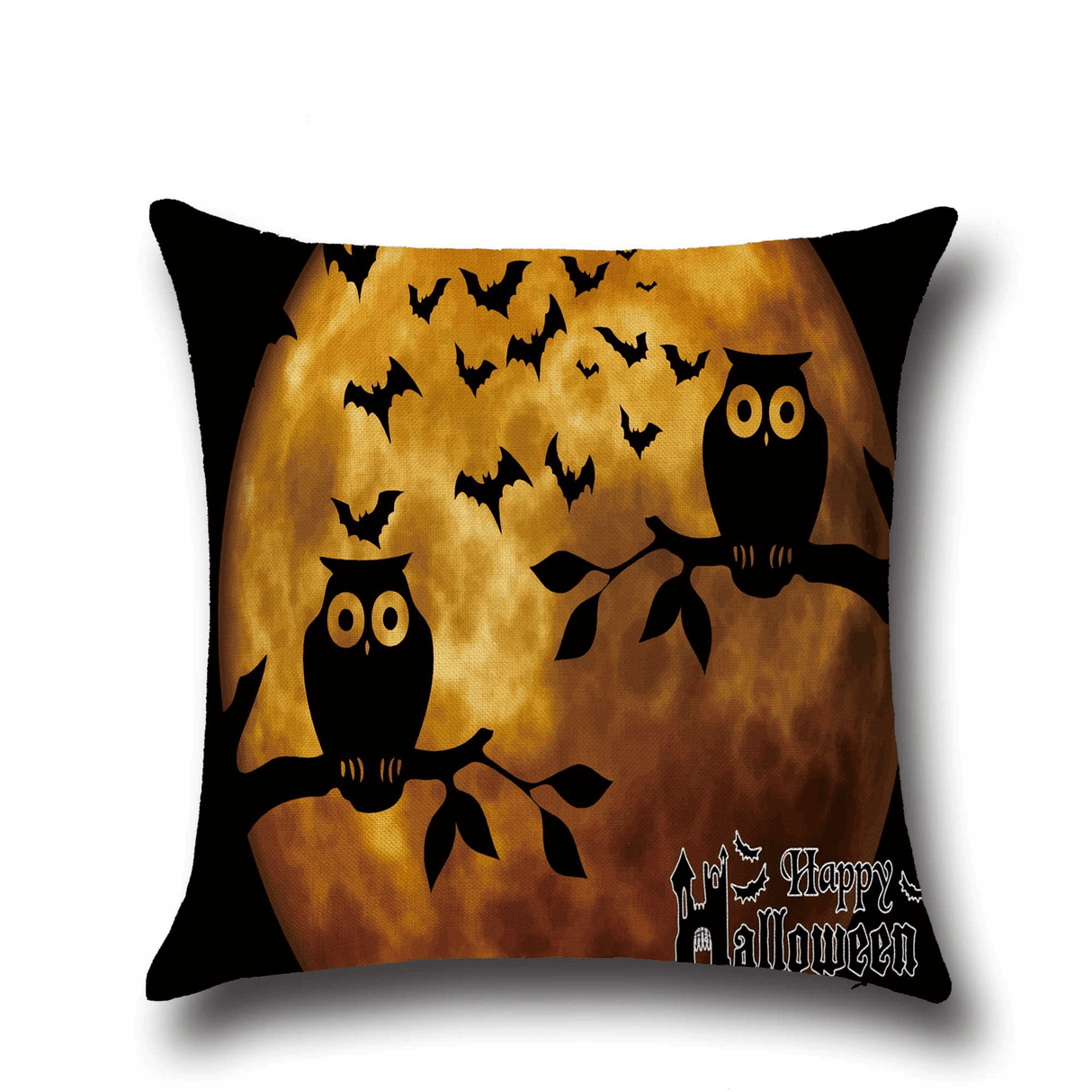 Halloween Bat Owl Pattern 2pcs Pillowcase Cotton Linen Throw Pillow Cushion Cover Seat Home Decoration Sofa Decor