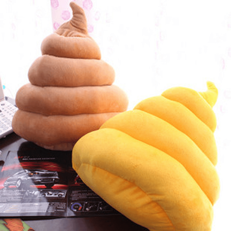 Funny Creative Brown Yellow Poo Shape Throw Pillow Bed Sofa Chair Plush Cushion