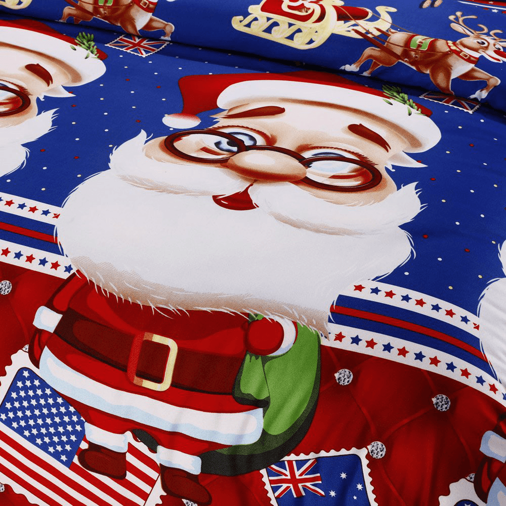 Christmas Santa Duvet Cover Bedding Set Pillowcase Sheet Quilt Covers Bedclothes for Bedroom Decor