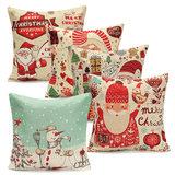 Christmas Santa Claus Snowmen Gift Fashion Cotton Linen Pillow Case Home Decor 45X45cm