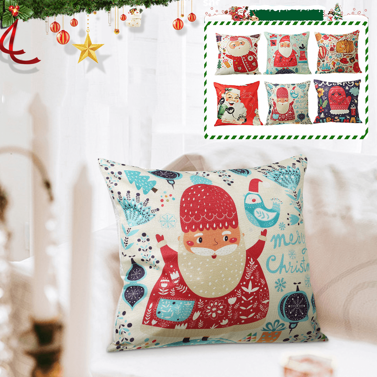 45*45Cm Christmas Cushion Cover Decorative Sofa Pillow Cover Case Seat Car Home Decor Throw Pillowcase for Home 2020 Christmas Decoration