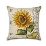 18 X 18 Inches Sunflower Throw Pillow Case Green Cushion Cover Cotton Linen Decorative Pillows Covers