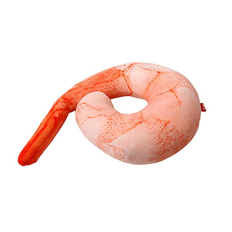 Creative 3D Squishy Shrimp Throw Pillow Plush U Shape Sofa Car Office Neck Cushion Home Decor