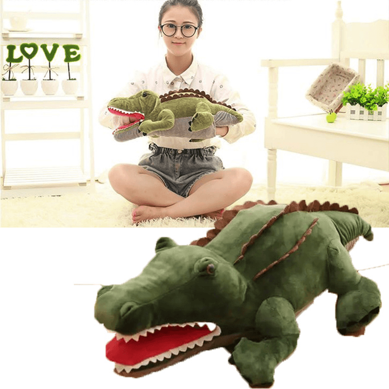 55Cm Cute Cartoon Plush Green 3D Crocodile Shape Warm Hand Pillow Kids Toy Creative Gift