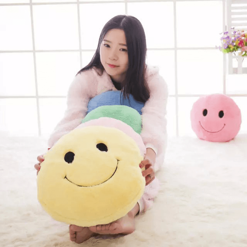 Cute Smiling Expression Plush Throw Pillow Soft Sofa Car Office Cushion Home Decor Gift