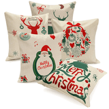 Christmas Tree Red Deer Gift Fashion Cotton Linen Pillow Case Santa Claus Home Decor 45X45cm