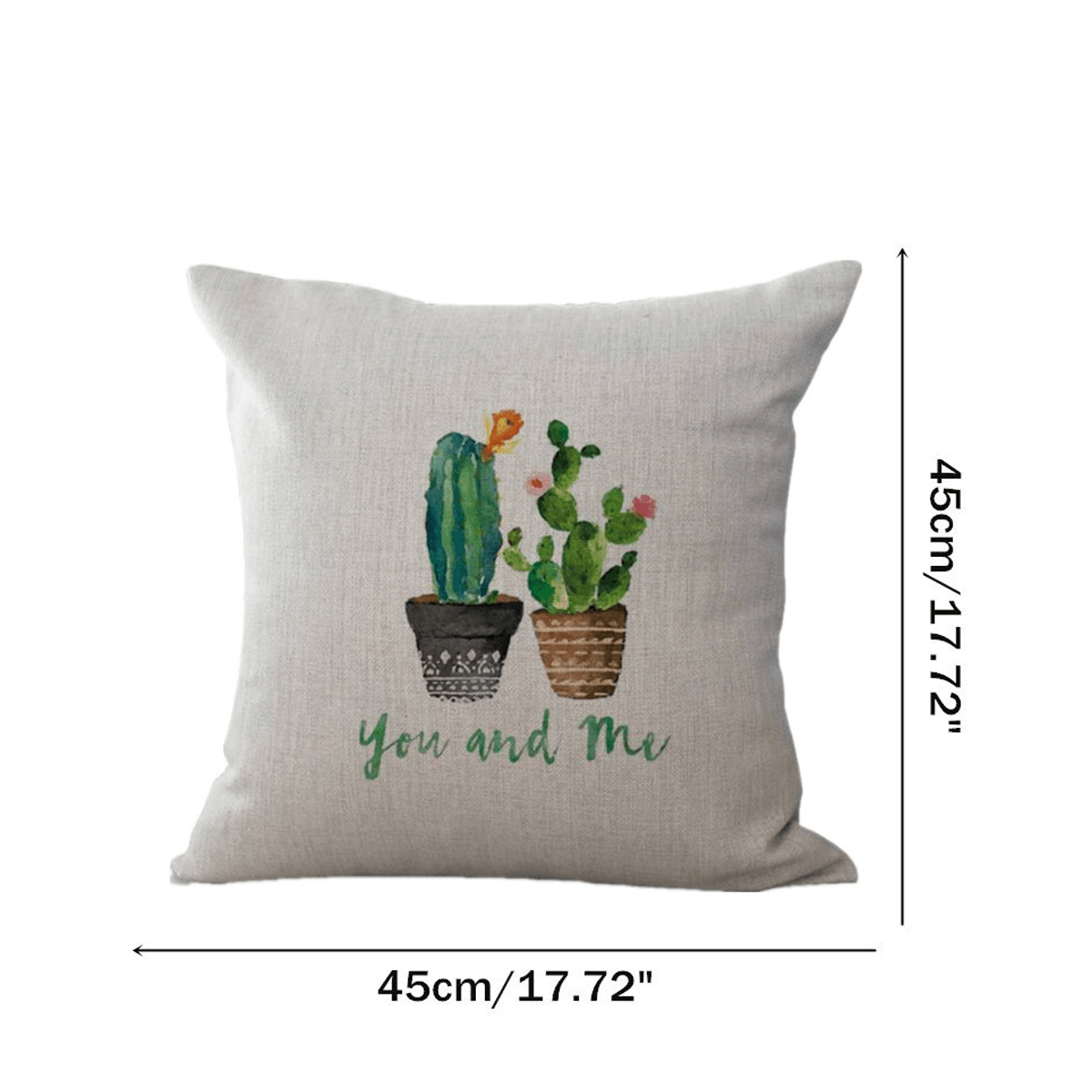 45X45Cm Plant Series Color Hand Painted Cactus Cotton Linen Sofa Cushion Cover Pillow Case