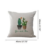 45X45Cm Plant Series Color Hand Painted Cactus Cotton Linen Sofa Cushion Cover Pillow Case