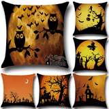 Halloween Bat Owl Pattern 2pcs Pillowcase Cotton Linen Throw Pillow Cushion Cover Seat Home Decoration Sofa Decor