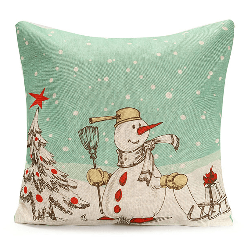 Christmas Santa Claus Snowmen Gift Fashion Cotton Linen Pillow Case Home Decor 45X45cm