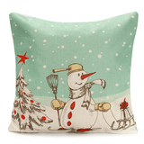 Christmas Santa Claus Snowmen Gift Fashion Cotton Linen Pillow Case Home Decor 45X45cm