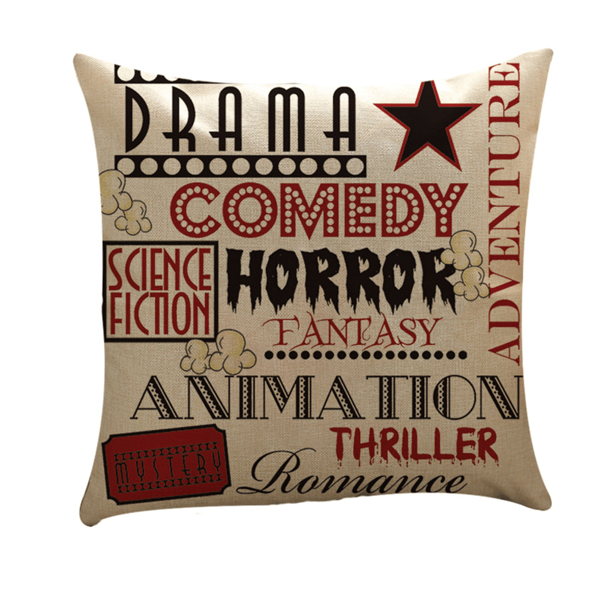 4PCS Linen Sofa Car Home Movie Theater Cinema Pillow Case Cushion Cover