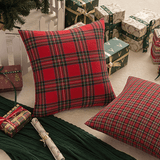 2PC Square Pillow Case Christmas Scottish Plaid Throw Waist Cushion Cover 18"