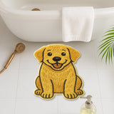 Feblilac Cute Yellow Puppy Shaped Tufted Rug – Soft & Non-Slip Dog Bath Mat
