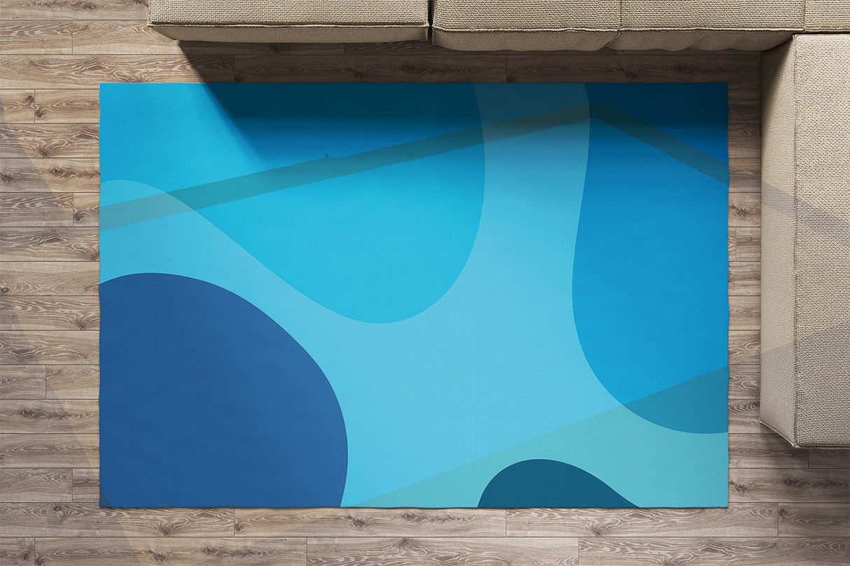 Feblilac Blue Wave Coast Handmade Tufted Acrylic Livingroom Carpet Area Rug