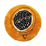 Feblilac Round Orange Background Black and White Flowers Tufted Bath Mat by Liz Gamberg Studio from US